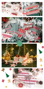 Weihnachten Washi Tape Set dekorative Aufkleber Journaling Karo Lebkuchen Designs Basteln
