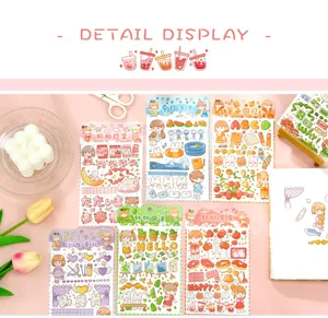 Lindas hojas de pegatinas decorativas DIY para diario, 4 hojas por paquete, diseño tierno.
