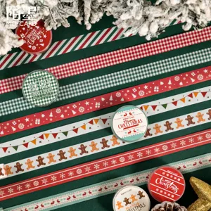 Weihnachtsserie Transparentpapier Klebeband Lebkuchenmann Karo Muster Deko Aufkleber Für Tagebuch Scrapbook Basteln Schreibwaren