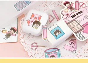 Yuxiang Washi Aufkleber Packung Suesse Cartoon Maedchen DIY Tagebuch Planer Sticker 40 Stk.