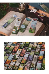 Close-up detail view of the butterfly 3D bookmark showcasing floral scenery and inspiring quotes.