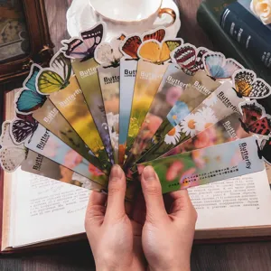 Butterfly bookmark set 3D floral page clips reading stationery beautiful nature design 8pcs