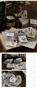 Papel de material de álbum de recortes de plantas vintage mini libros estéticos notas DIY