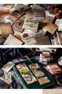 Vintage scrapbooking sticker book set retro DIY journaling decorative material paper cards