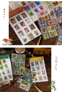 Vintage postzegel PVC transfer stickers voor dagboek DIY handwerk en scrapbooking decoratie.