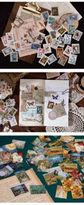 Vintage Briefmarken Aufkleber ästhetisch Retro Tagebuch Zubehör dekorative Collage.