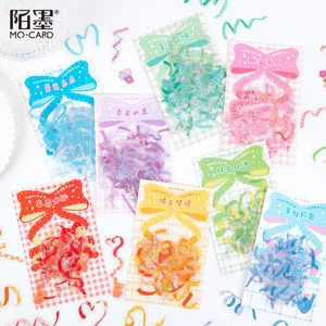 Mignon Pack d'Autocollants en PET Ruban Nœud Matériaux de Journal Colorés Créatifs Autocollants Décoratifs Bricolage