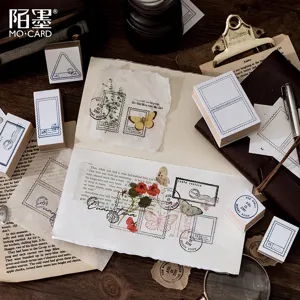 Vintage Houten Stempel Creatieve Philatelic Museum Serie Decoratieve Poststempel Zegel Voor DIY Bullet Journal Knutselen