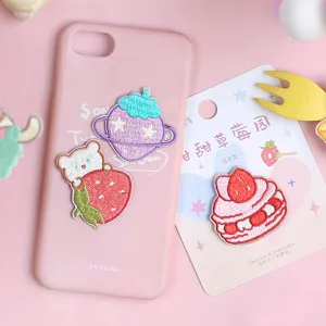 Schattige Aardbeientuin Serie Geborduurde Patches Voor DIY Kleding Opbergtas Scrapbook Decoratie Stof Stickers
