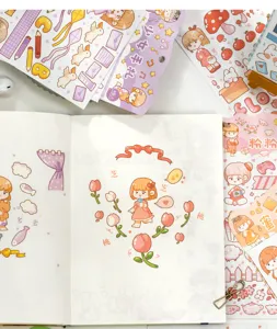 Bonito juego de pegatinas de diario, 4 hojas de pegatinas decorativas DIY para manualidades.