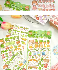 Lindo set de pegatinas dibujadas a mano, material decorativo DIY diario, 4 hojas.