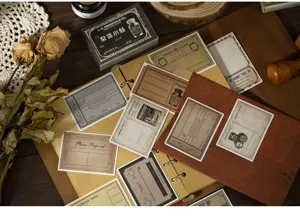 Retro vintage kantoorbenodigdheden sticker doos set voor journaal DIY en scrapbooking.