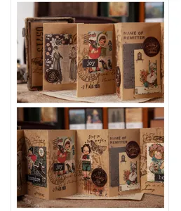 Vintage mini accordeon plakboek notitieboek voor dagboek journaling en DIY collages.