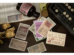 Vintage ticket decoratieve stickers set voor dagboek scrapbooking DIY ambachten esthetisch papier.