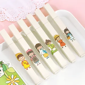 Süße Cartoon Mädchen Design Ästhetische Textmarker Set, schöne Schreibwaren für Journal.