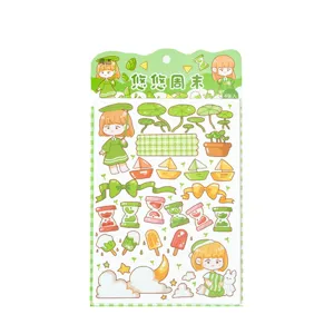 Lindos pegatinas de diario de dibujos animados material decorativo DIY 4 hojas pack