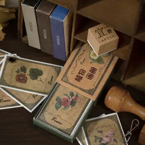 Retro botanische doos stickers set, vintage journaling DIY decoratieve kantoorartikelen.