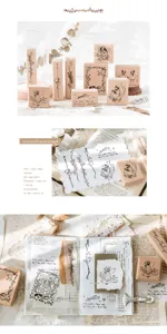 Wooden stamps set for journaling, vintage diary decoration rubber stamps DIY art craft 10pcs
