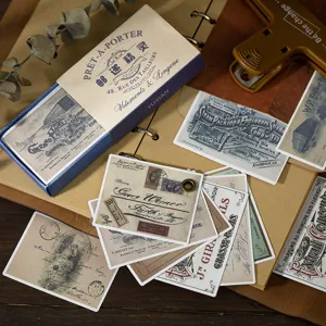 Vintage doos stickers retro schrijfwijze DIY plakboek dagboek decoratieve benodigdheden 60st
