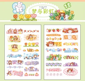 Details of cute hand-drawn decorative stickers, colorful DIY handbook PVC transfer styles.