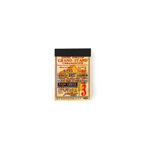 Vintage Yankee Stadium ticket design matchbook notebook for DIY journal and planner decor.