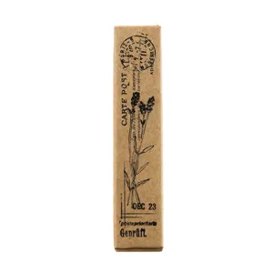 Vintage botanical wooden stamp with postal design for DIY scrapbooking and journal decoration