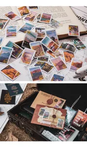 Autocollants decoratifs de timbre dore vintage retro journal de voyage pack d'autocollants