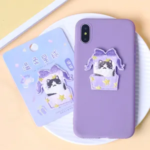 Joli patch brodé de chat planète douce bricolage vêtements sac décoration insigne.