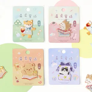 Joli ensemble de patches brodés animaux planète, autocollants textiles déco pour vêtements et sacs.