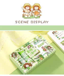 Scatola Regalo Nastro Washi Adesivo Yuxian Carino Cartone Animato Cancelleria Verde Griglia