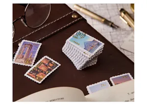 Set d'autocollants de timbres postaux vintage, autocollants décoratifs pour scrapbooking journal DIY.