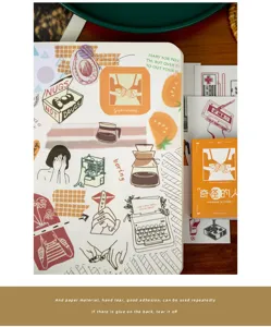 Yuxian retro sticker book set, cute DIY journaling decorative stickers for scrapbooking arts.