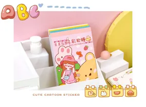 Cute cartoon sticker book aesthetic hand account material planner decorative sticky notes 20 sheets