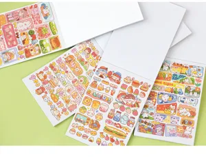 Cute aesthetic sticker book details, colorful soft candy series cartoon stationery supply for journaling.