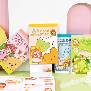 Cute Hand Drawn Cartoon Girl Washi Vellum Paper Sticker Book Colorful Gummy Series Daily Scrapbooking Journal Stationery Stickers