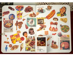 Vintage scrapbooking stickers mini booklet retro food themed DIY journal decorative stickers 50 pcs