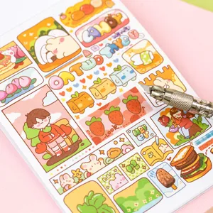 Cute cartoon sticker book journaling supplies, colorful candy style decorative stickers for DIY crafts