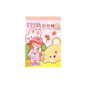 Cute cartoon planner sticky note book, sweet girl design adhesive memo pad for journaling.