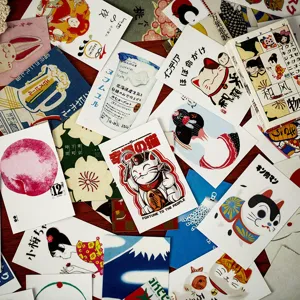 Retro Japanese style sticker book set for DIY journaling, vintage aesthetic decorative stickers.