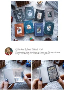 Mini carnet de notes vintage Noël, beau papier décoratif pour journal et loisirs.