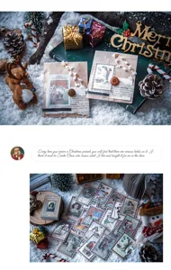 Ensemble d'autocollants de journal Noël vintage, papier de base décoratif rétro scrapbooking.