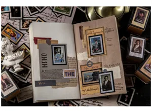 Vintage art sticker memo pad with classic painting design for journaling and craft cards