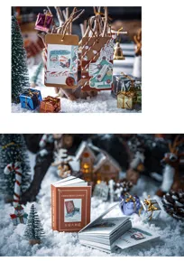Noël miniature livre autocollants vintage journal scrapbooking matériel décoratif 8 styles