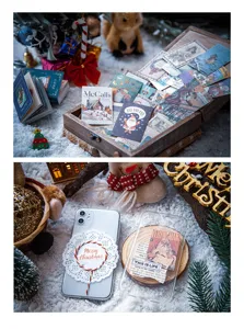 Blocs-notes de scrapbooking de Noël vintage et autocollants de collage décoratifs pour journal.