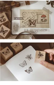 Set vintage xylines sfragides me entoma kai petaloydes gia dhmioyrgikes kataskeyes hmerologiou.