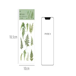 Green fern plant PET stickers decorative scrapbook DIY material waterproof craft labels sheet.