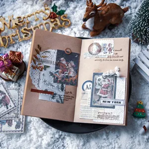 Autocollants de journal de Noël vintage matériel de collage carnet rétro papier décoratif bricolage