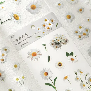 Retro Fresh PET Transparent Botanical Plant Specimen Scrapbooking Decorative Stickers Craft Flower Leaf Die-Cut Journal Diary Planner Stickers