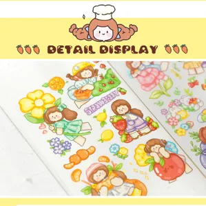 Cute cartoon girl PVC transfer stickers DIY decorative sticker sheet for journal planning.