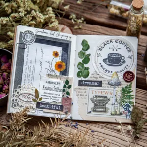 Vintage set botanikou ylikou scrapbooking collage diakosmitiko DIY gia notes